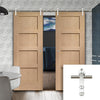 Saturn Tubular Stainless Steel Sliding Track & Shaker Oak 4 Panel Double Door - Prefinished
