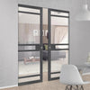 Handmade Eco-Urban® Sheffield 5 Pane Double Absolute Evokit Pocket Door DD6312G - Clear Glass - Colour & Size Options