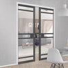 Handmade Eco-Urban® Sheffield 5 Pane Double Evokit Pocket Door DD6312G - Clear Glass - Colour & Size Options