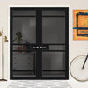 Sheffield 5 Pane Solid Wood Internal Door Pair UK Made DD6312 - Tinted Glass - Eco-Urban® Shadow Black Premium Primed