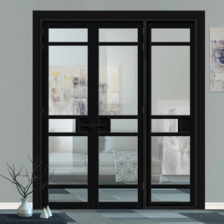 Image: Urban Ultimate® Room Divider Sheffield 5 Pane Door Pair DD6312C with Matching Side - Clear Glass - Colour & Height Options