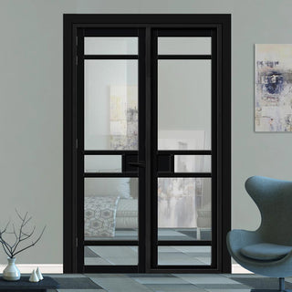 Image: Urban Ultimate® Room Divider Sheffield 5 Pane Door DD6312C with Matching Side - Clear Glass - Colour & Height Options
