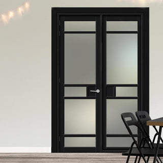 Image: Urban Ultimate® Room Divider Sheffield 5 Pane Door DD6312F - Frosted Glass with Matching Side - Colour & Size Options