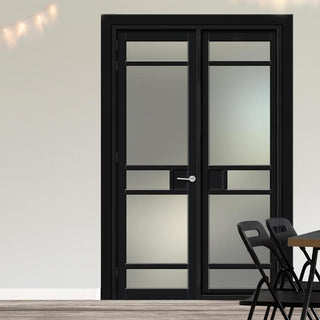 Image: Urban Ultimate® Room Divider Sheffield 5 Pane Door DD6312F - Frosted Glass with Full Glass Side - Colour & Size Options