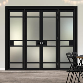 Image: Urban Ultimate® Room Divider Sheffield 5 Pane Door Pair DD6312F - Frosted Glass with Matching Sides - Colour & Size Options