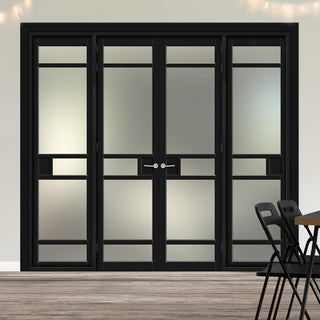 Image: Urban Ultimate® Room Divider Sheffield 5 Pane Door Pair DD6312F - Frosted Glass with Full Glass Sides - Colour & Size Options
