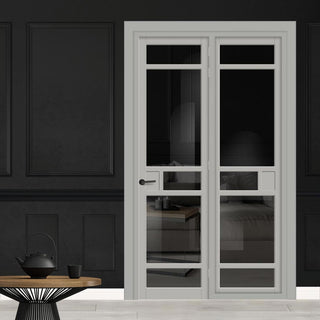 Image: Urban Ultimate® Room Divider Sheffield 5 Pane Door DD6312T - Tinted Glass with Full Glass Side - Colour & Size Options