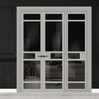Image: Urban Ultimate® Room Divider Sheffield 5 Pane Door Pair DD6312T - Tinted Glass with Matching Side - Colour & Size Options