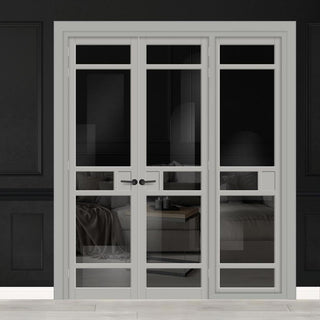 Image: Urban Ultimate® Room Divider Sheffield 5 Pane Door Pair DD6312T - Tinted Glass with Full Glass Side - Colour & Size Options