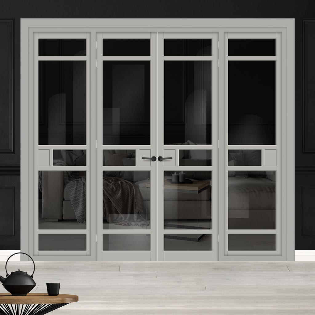 Urban Ultimate® Room Divider Sheffield 5 Pane Door Pair DD6312T - Tinted Glass with Full Glass Sides - Colour & Size Options