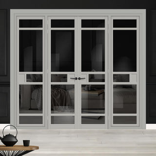 Image: Urban Ultimate® Room Divider Sheffield 5 Pane Door Pair DD6312T - Tinted Glass with Full Glass Sides - Colour & Size Options