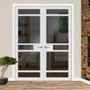 Sheffield 5 Pane Solid Wood Internal Door Pair UK Made DD6312 - Tinted Glass - Eco-Urban® Cloud White Premium Primed