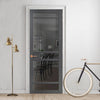 Sheffield 5 Pane Solid Wood Internal Door UK Made DD6312 - Tinted Glass - Eco-Urban® Stormy Grey Premium Primed