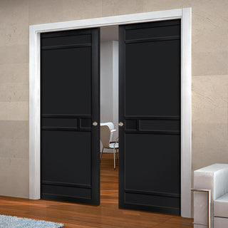 Image: Bespoke Handmade Eco-Urban® Sheffield 5 Panel Double Evokit Pocket Door DD6312 - Colour Options