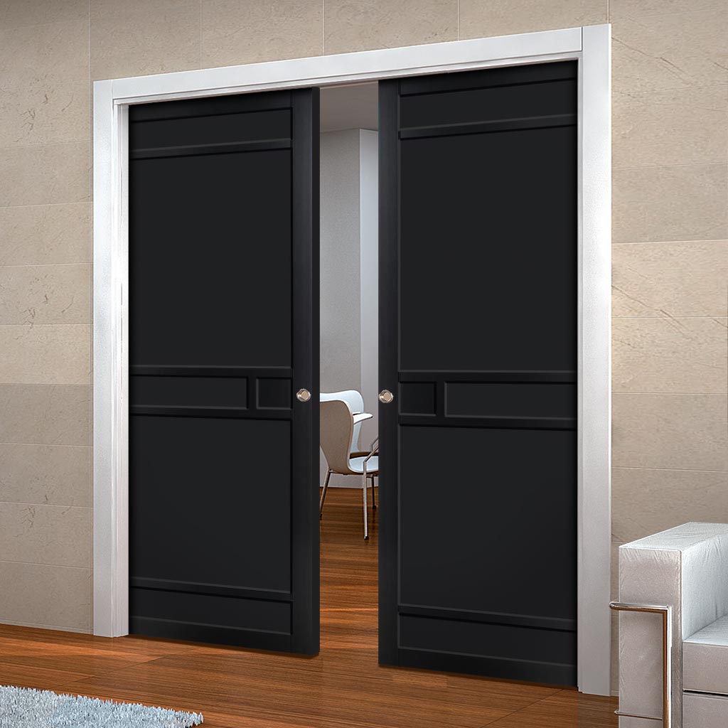 Handmade Eco-Urban Sheffield 5 Panel Double Evokit Pocket Door DD6312 - Colour & Size Options
