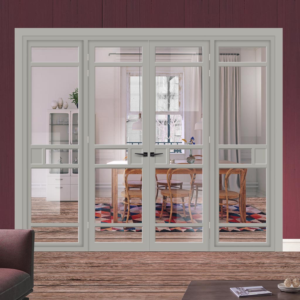 Urban Ultimate® Room Divider Sheffield 5 Pane Door Pair DD6312C with Matching Sides - Clear Glass - Colour & Height Options