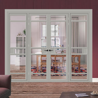 Image: Urban Ultimate® Room Divider Sheffield 5 Pane Door Pair DD6312C with Matching Sides - Clear Glass - Colour & Height Options