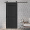 Top Mounted Black Sliding Track & Solid Wood Door - Eco-Urban® Sheffield 5 Panel Solid Wood Door DD6312 - Shadow Black Premium Primed