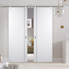 Saturn Tubular Stainless Steel Sliding Track & Sierra Blanco Flush Double Door - White Painted