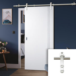 Image: Saturn Tubular Stainless Steel Sliding Track & Sierra Blanco Flush Door - White Painted