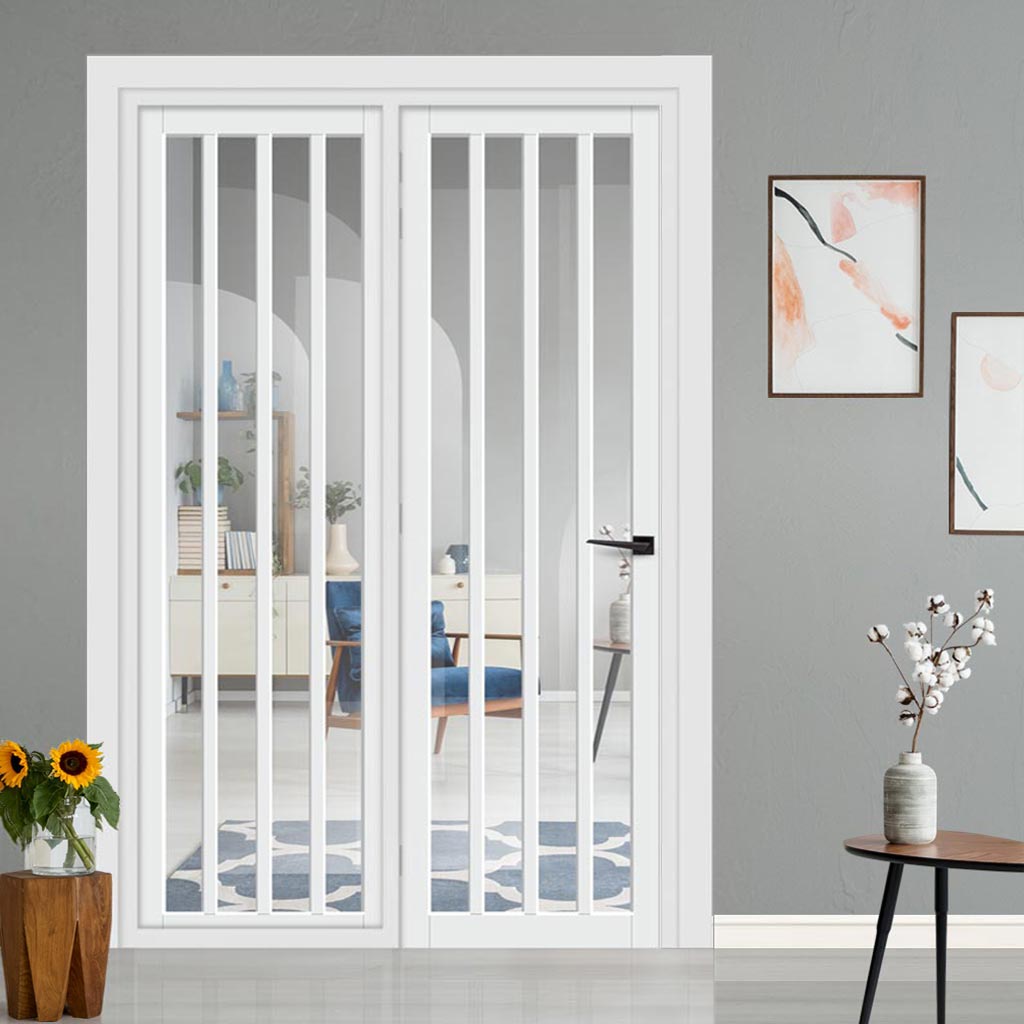 Urban Ultimate® Room Divider Sintra 4 Pane Door DD6428C with Matching Side - Clear Glass - Colour & Height Options