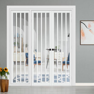 Image: Urban Ultimate® Room Divider Sintra 4 Pane Door Pair DD6428C with Matching Side - Clear Glass - Colour & Height Options