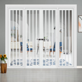 Image: Urban Ultimate® Room Divider Sintra 4 Pane Door Pair DD6428C with Matching Sides - Clear Glass - Colour & Height Options