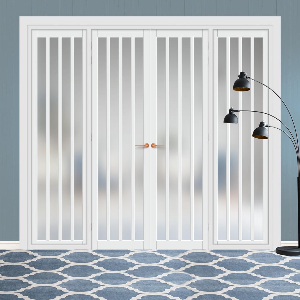 Urban Ultimate® Room Divider Sintra 4 Pane Door Pair DD6428F - Frosted Glass with Matching Sides - Colour & Size Options