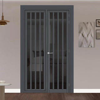 Image: Urban Ultimate® Room Divider Sintra 4 Pane Door DD6428T - Tinted Glass with Full Glass Side - Colour & Size Options