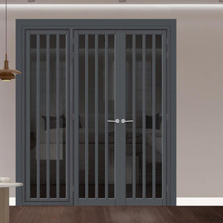 Image: Urban Ultimate® Room Divider Sintra 4 Pane Door Pair DD6428T - Tinted Glass with Matching Side - Colour & Size Options
