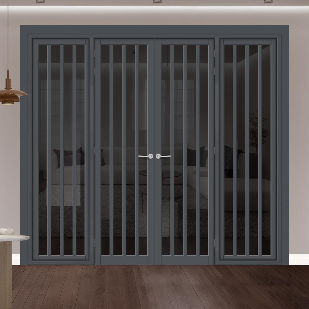 Urban Ultimate® Room Divider Sintra 4 Pane Door Pair DD6428T - Tinted Glass with Full Glass Sides - Colour & Size Options
