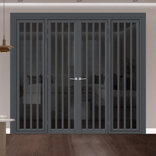 Image: Urban Ultimate® Room Divider Sintra 4 Pane Door Pair DD6428T - Tinted Glass with Matching Sides - Colour & Size Options