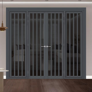 Image: Urban Ultimate® Room Divider Sintra 4 Pane Door Pair DD6428T - Tinted Glass with Full Glass Sides - Colour & Size Options