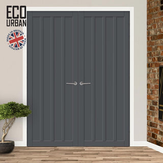 Image: Sintra 4 Panel Solid Wood Internal Door Pair UK Made DD6428 - Eco-Urban® Stormy Grey Premium Primed