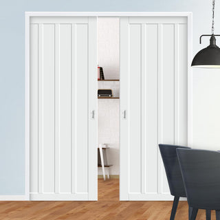 Image: Bespoke Handmade Eco-Urban® Sintra 4 Panel Double Evokit Pocket Door DD6428 - Colour Options