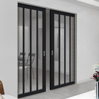 Image: Handmade Eco-Urban® Sintra 4 Pane Double Absolute Evokit Pocket Door DD6428G Clear Glass - Colour & Size Options