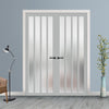 Eco-Urban Sintra 4 Pane Solid Wood Internal Door Pair UK Made DD6428SG Frosted Glass - Eco-Urban® Mist Grey Premium Primed