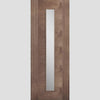 Sirius Tubular Stainless Steel Sliding Track & Sofia Walnut Veneer Double Door - Clear Glass - Prefinished