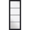 ThruEasi Room Divider - Soho 4 Pane Charcoal Clear Glass - Prefinished Door Pair with Full Glass Side