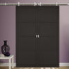 Sirius Tubular Stainless Steel Sliding Track & Soho 4 Panel Double Door - Black Painted - Prefinished