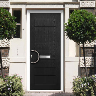Image: Solid Urban Style Composite Front Door Set - Shown in Black
