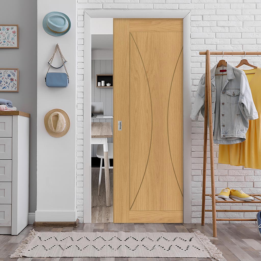 Sorrento Oak Single Evokit Pocket Door - Prefinished