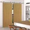 Sirius Tubular Stainless Steel Sliding Track & Sorrento Oak Flush Double Door - Prefinished