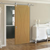 Saturn Tubular Stainless Steel Sliding Track & Sorrento Oak Flush Door - Prefinished