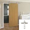 Saturn Tubular Stainless Steel Sliding Track & Sorrento Oak Flush Door - Prefinished