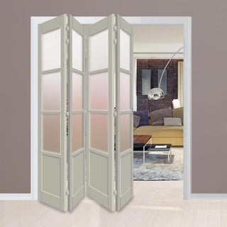 Image: Four Folding Door & Frame Kit - Eco-Urban® Staten 3 Pane 1 Panel DD6207F 4+0 - Frosted Glass - Colour & Size Options