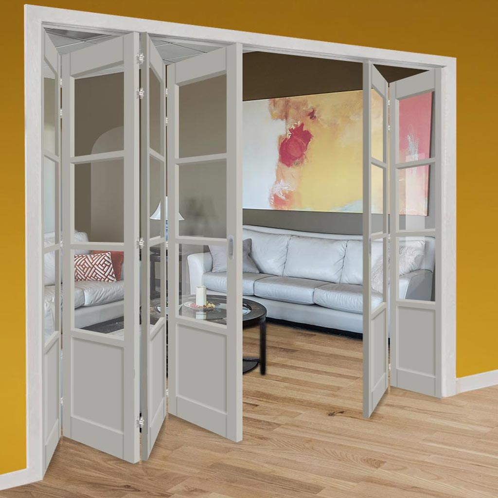 Six Folding Door & Frame Kit - Eco-Urban® Staten 3 Pane 1 Panel DD6207C 4+2 - Clear Glass - Colour & Size Options