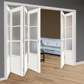 Image: Six Folding Door & Frame Kit - Eco-Urban® Staten 3 Pane 1 Panel DD6207F 4+2 - Frosted Glass - Colour & Size Options