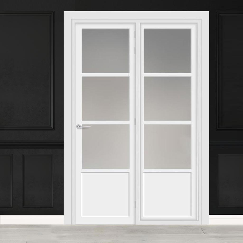 Urban Ultimate® Room Divider Staten 3 Pane 1 Panel Door DD6310F - Frosted Glass with Matching Side - Colour & Size Options