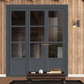 Image: Urban Ultimate® Room Divider Staten 3 Pane 1 Panel Door Pair DD6310T - Tinted Glass with Matching Side - Colour & Size Options